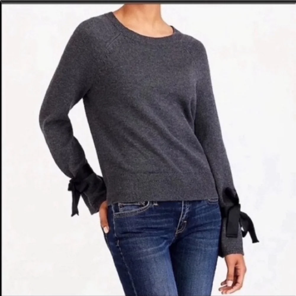 J. Crew Gray Sweater with Bow Details